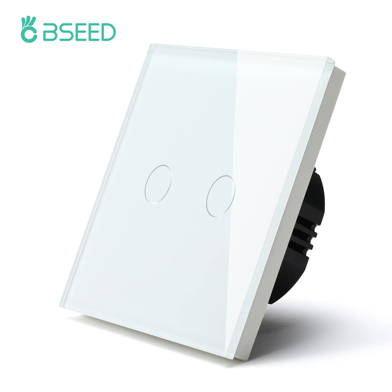 BSEED Touch Light Switches LED Backlight EU Wall Sockets Switches Glass Panel Max.Load 300W 1/2/3Gang LED Light Switches