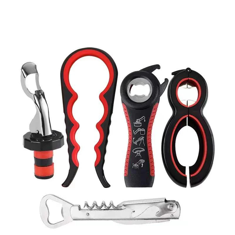 Bottle Opener Set - Multifunctional  6-in-1 Bottle Opener Jar Lids Opener, 4-in-1 Jar Opener and Non Slip Lids Opener Gripper