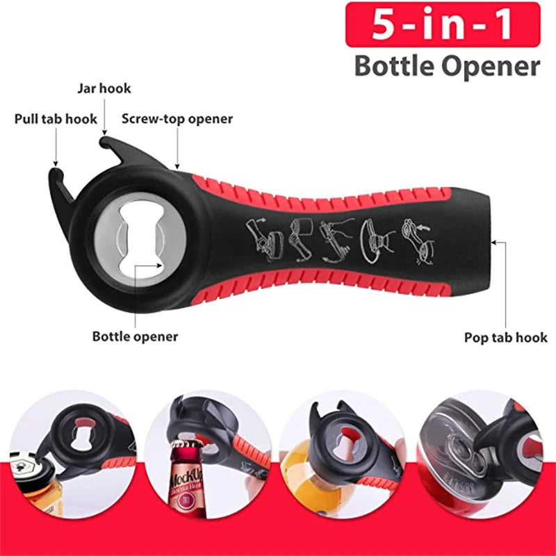 Bottle Opener Set - Multifunctional  6-in-1 Bottle Opener Jar Lids Opener, 4-in-1 Jar Opener and Non Slip Lids Opener Gripper