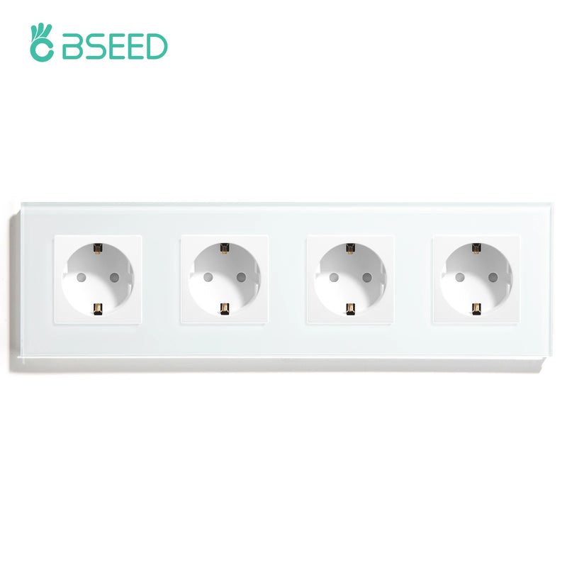 BSEED Touch Light Switches LED Backlight EU Wall Sockets Switches Glass Panel Max.Load 300W 1/2/3Gang LED Light Switches