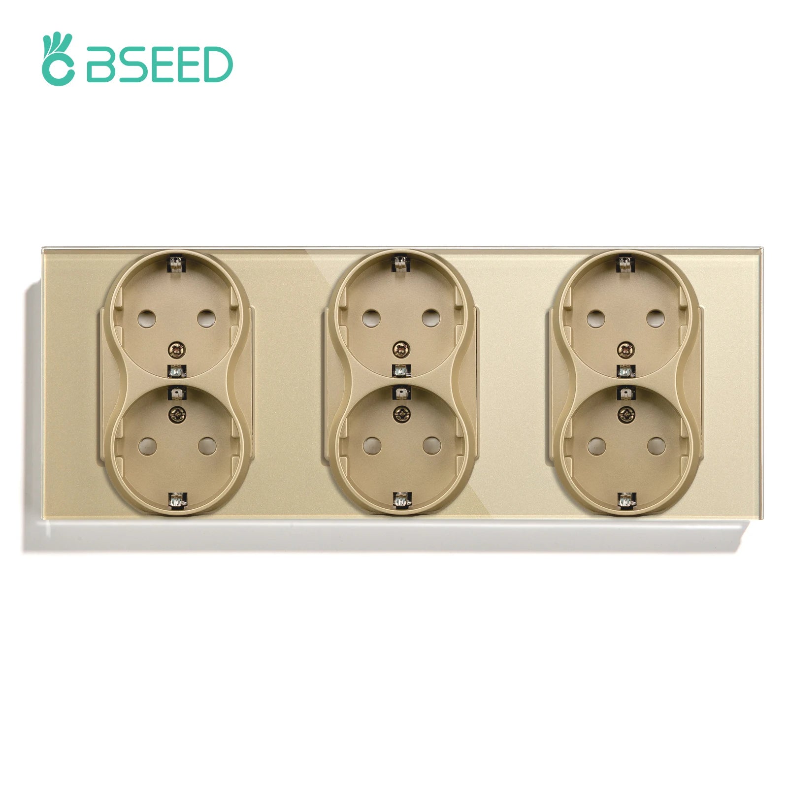 BSEED EU Double Socket Dual Germany Wall Sockets Home Appliance Power Outlets Crystal Glass Frames Child Safety Protection 16A