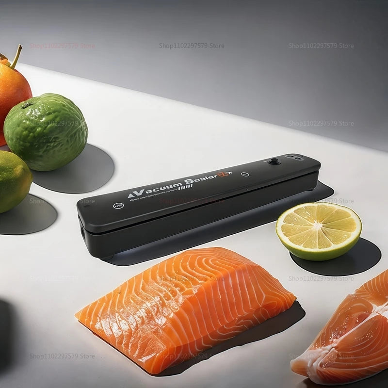 220V 110V Electric Vacuum Sealer Machine Food Saver for Home Kitchen with Vacuum Bags Black Compact Fresh Seal Food Preservation