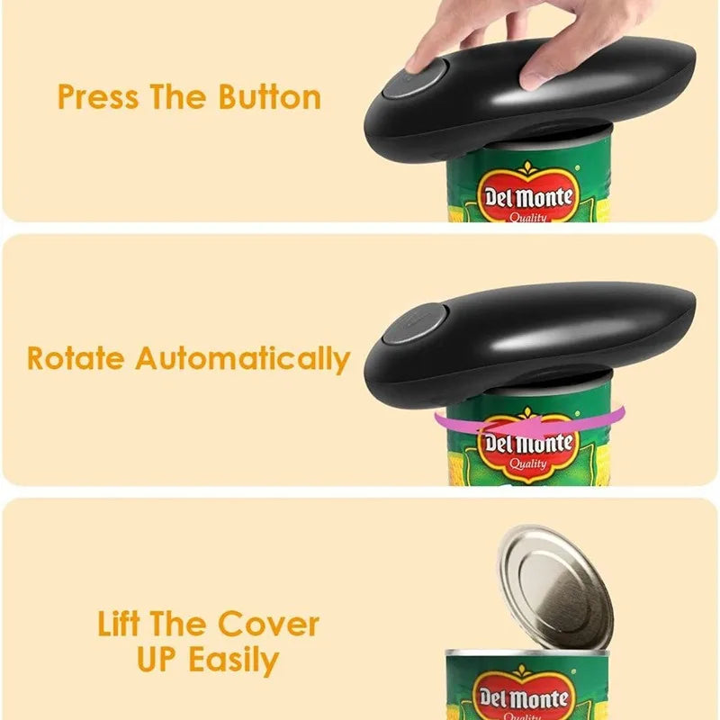 Electric Can Opener Hand Free Automatic Bottle Opener Mini One Touch Battery Operated Smooth Edges Tin Jar Opener Kitchen Tool