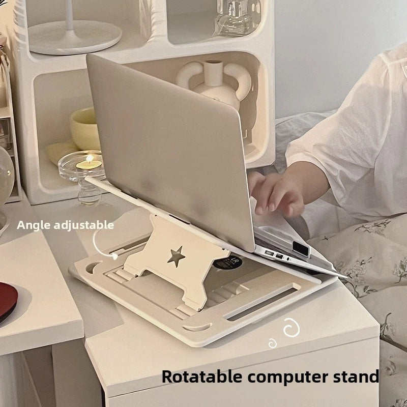 Laptop Stand for Desk: 360-Degree Rotatable, Height-Adjustable, Foldable, Portable, Heat-Dissipating Tray