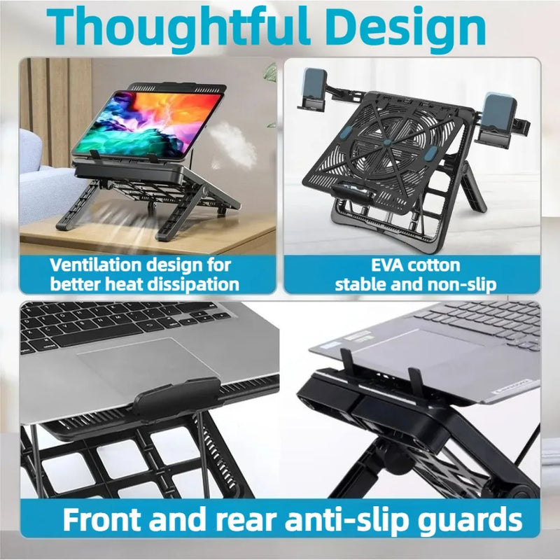 Laptop Stand with Phone Holder Adjustable Laptop Stand Ergonomics Laptop Riser Foldable & Portable for Desk MacBook Notebooks