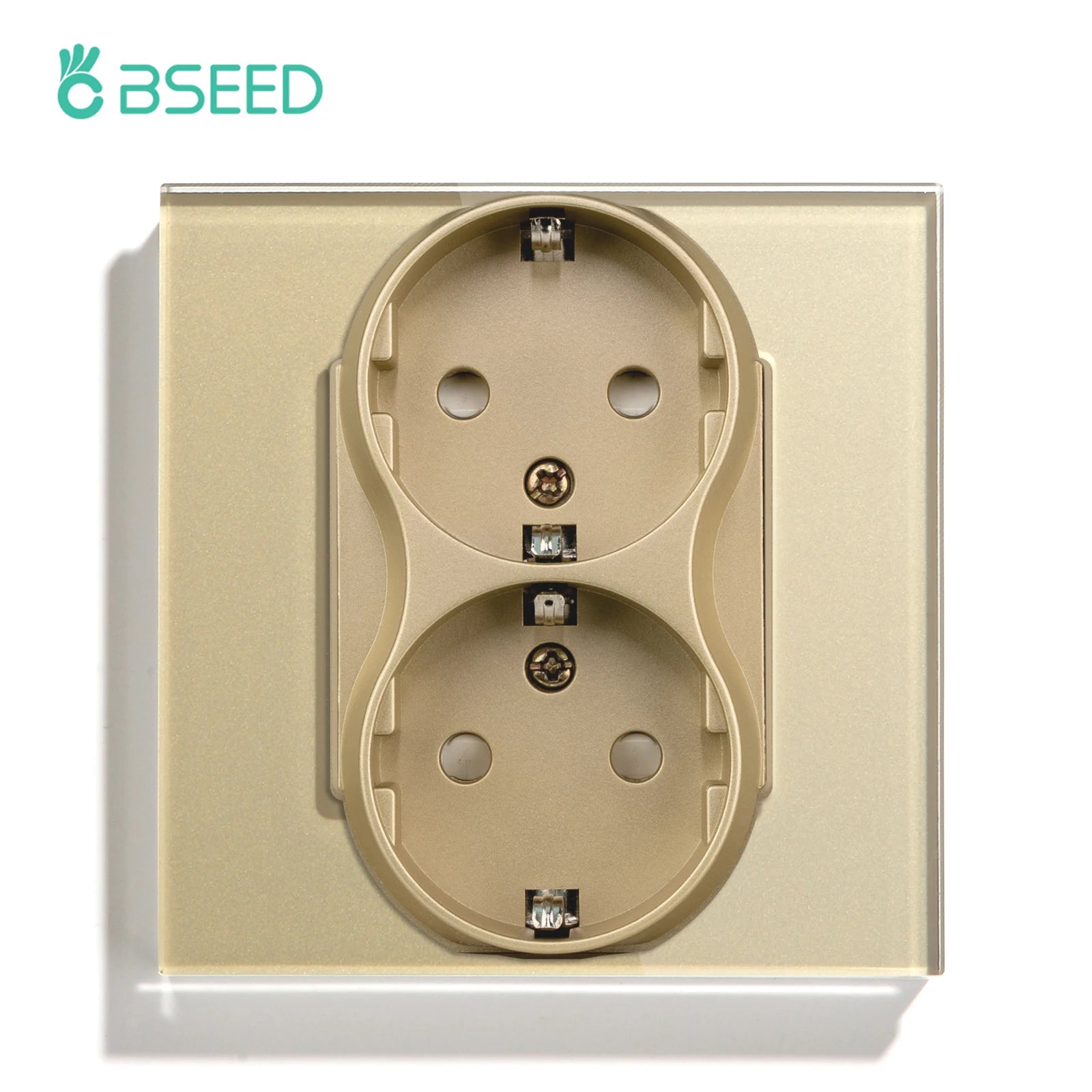 BSEED EU Double Socket Dual Germany Wall Sockets Home Appliance Power Outlets Crystal Glass Frames Child Safety Protection 16A