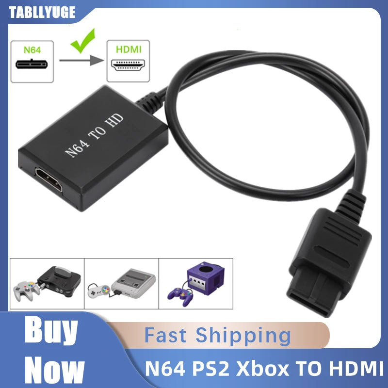 HD 1080P N64 PS2 Wii Xbox to HDMI-Compatible Cable Game Console HD TV for HDMI Cables Plug and Play Nintendo 64 To HDMI Converte