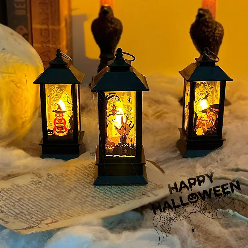 Halloween Electronic Pagoda Candle Light LED Pumpkin Witch Skeleton Owl Home Party Desktop Mood Decoration Cute Festival Gifts
