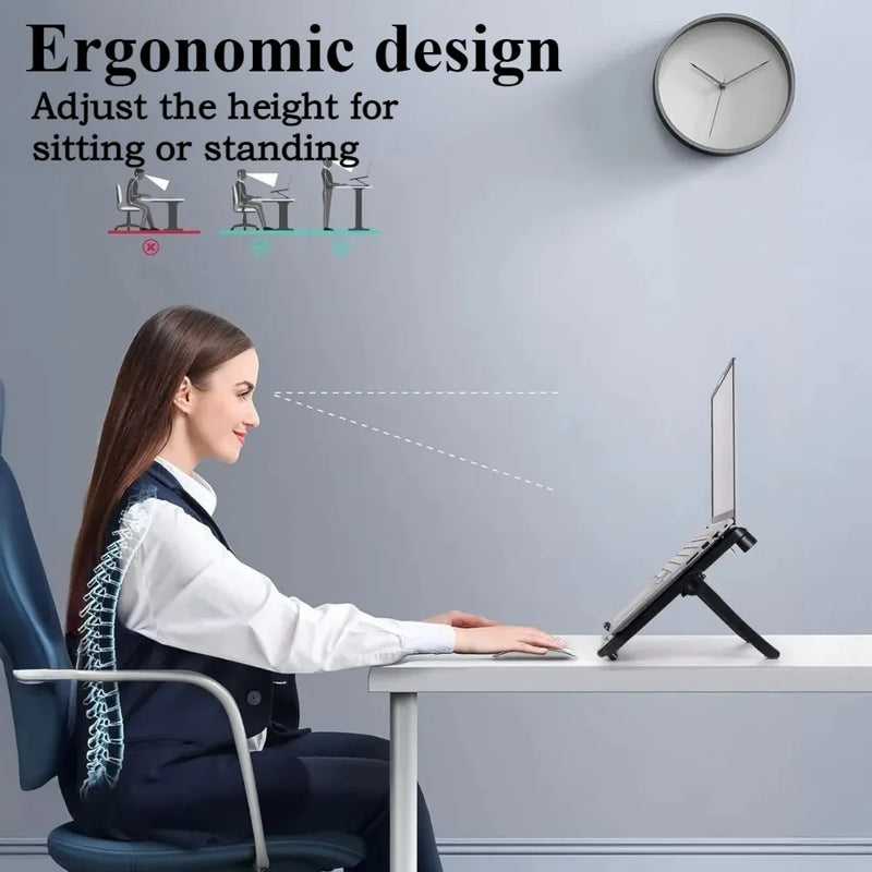 Laptop Stand with Phone Holder Adjustable Laptop Stand Ergonomics Laptop Riser Foldable & Portable for Desk MacBook Notebooks