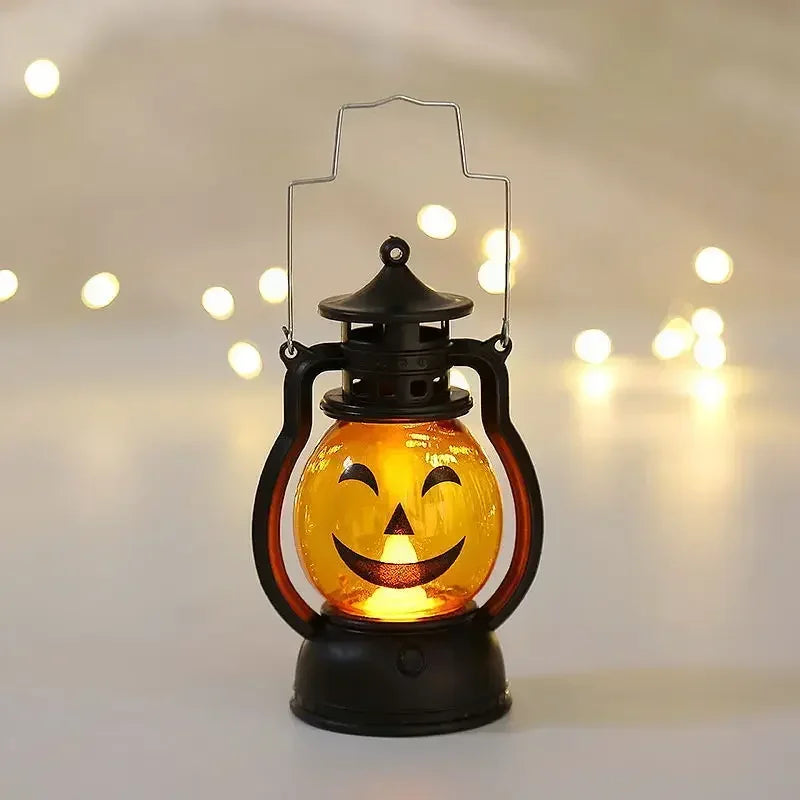 Halloween LED Decorations Vintage Witch Castle and Pumpkin Ghost Hanging Lantern Lamp for Spooky Party Supplies