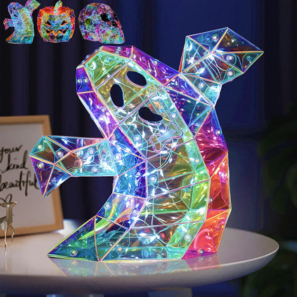 Halloween Cute Glow Ghost LED Lights Prismatic Iridescent Spookys Ghosts Night Light Halloween Home Tabletop Ornament Funny Prop