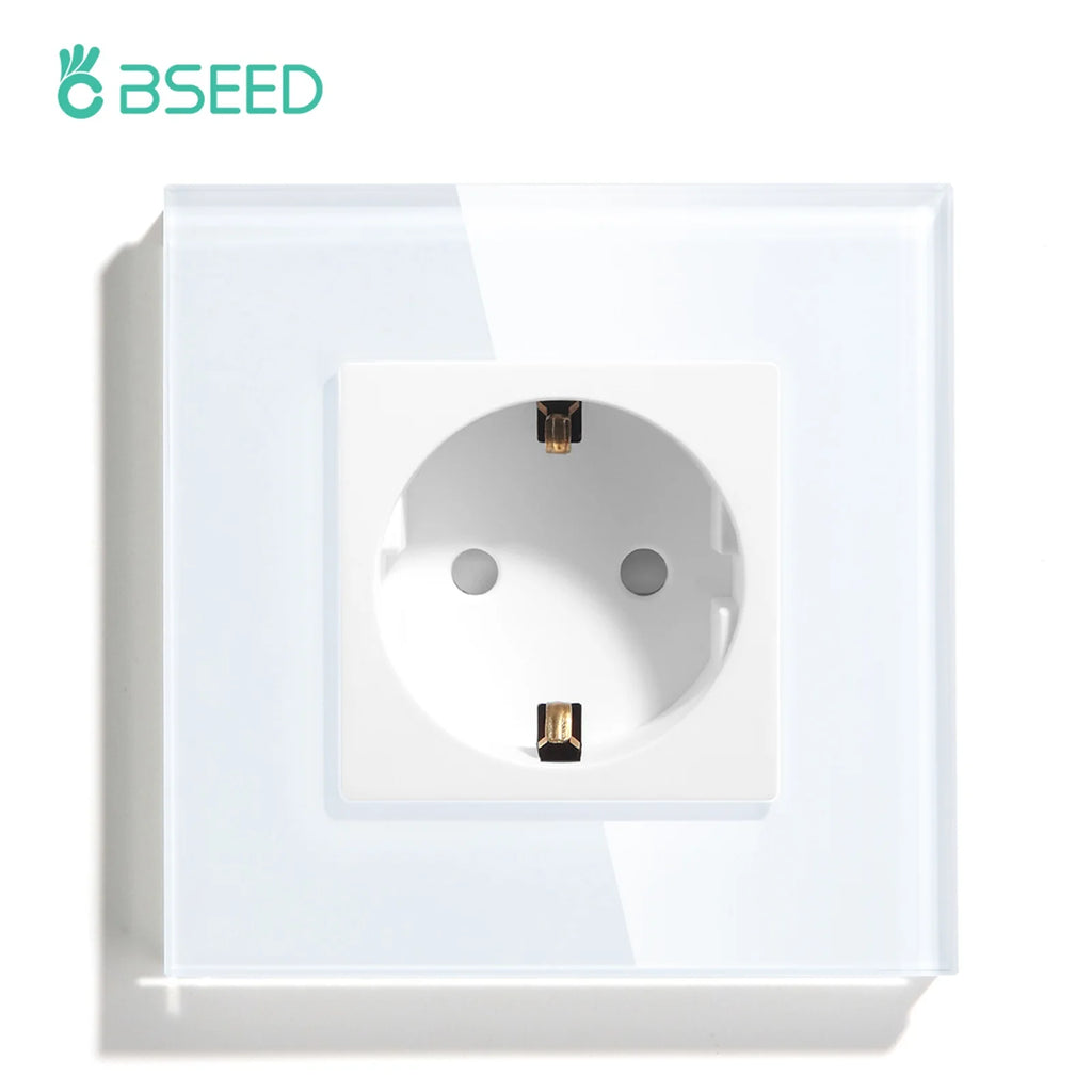 BSEED Touch Light Switches LED Backlight EU Wall Sockets Switches Glass Panel Max.Load 300W 1/2/3Gang LED Light Switches