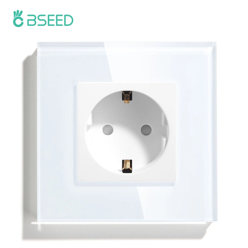 BSEED Touch Light Switches LED Backlight EU Wall Sockets Switches Glass Panel Max.Load 300W 1/2/3Gang LED Light Switches