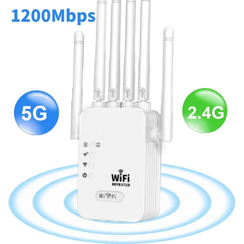 1200Mbps 2.4G 5GWiFi Dual Band Repeater Wireless Signal Range Extender Wi-Fi Amplifier Router Long Range Signal Booster For Home