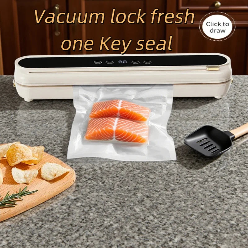 Automatic Vacuum Sealer Kitchen Food Storage Food Vacuum Packing Machine Household Fresh Food Packing Machine Built-in Cutter