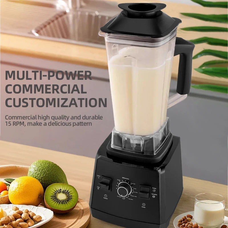 2 In 1 Heavy Duty Commercial Blender Stationary Mixer Ice Smoothies Professional High Power Food Processor Kitchen Appliances