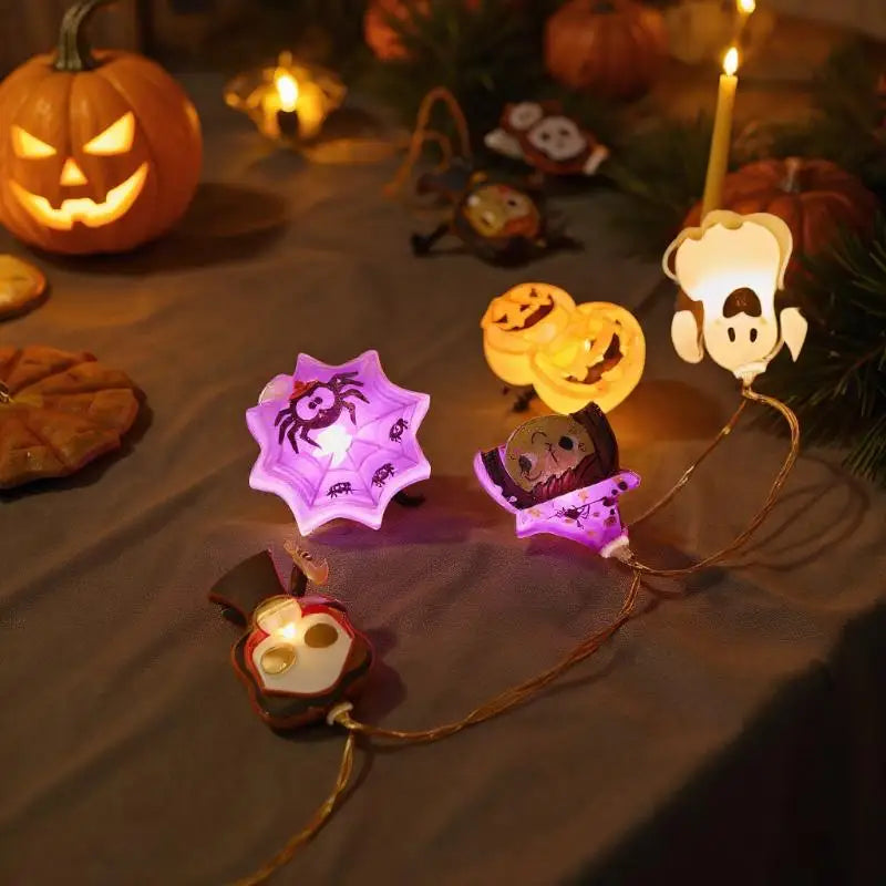 Halloween Decoration LED String Lights,Pumpkin Ghost Spider Web Hanging Lamp,Home Outdoor Lantern Props