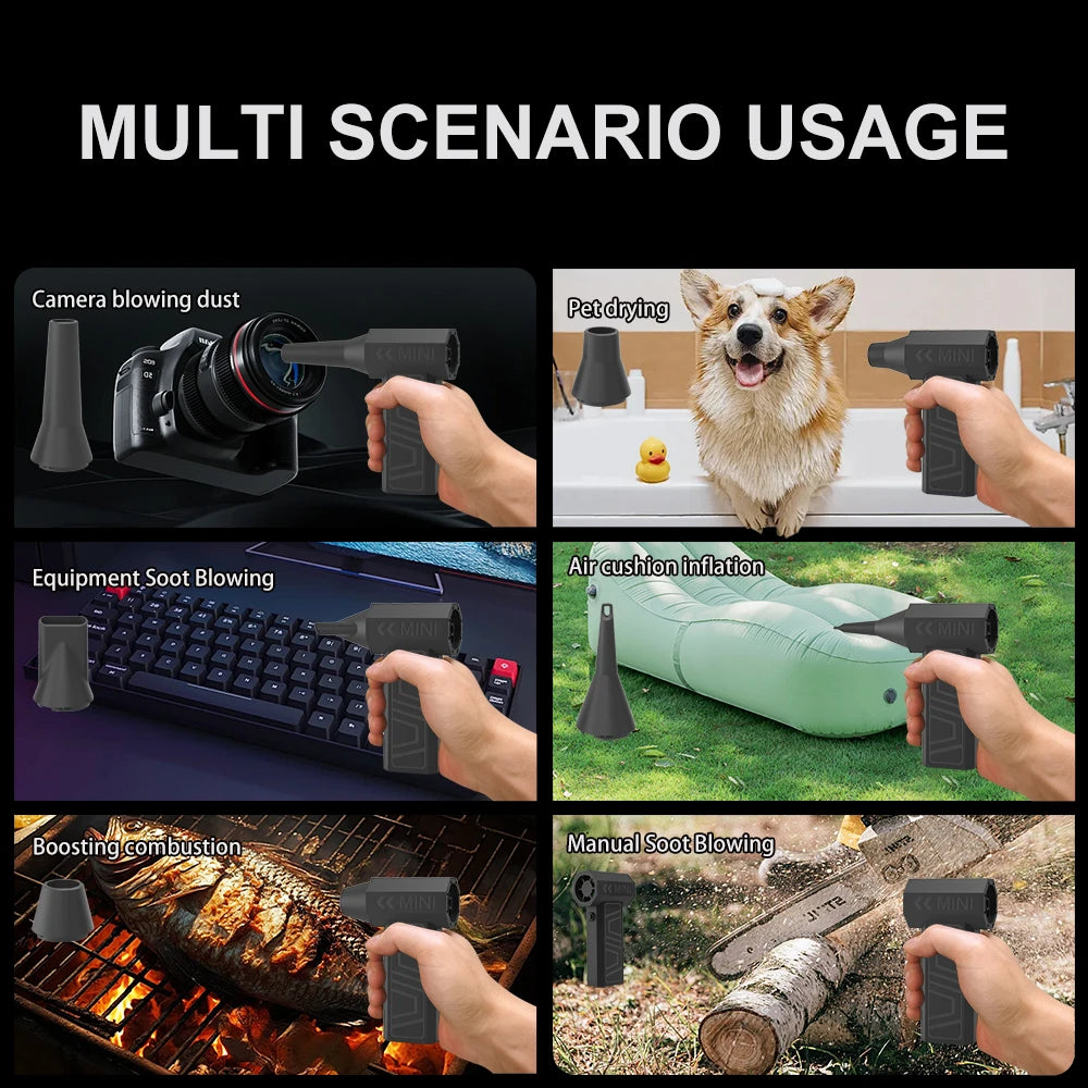 Car Blowing Snow Blower 350000RPM Type-C Charging Cleaning Blower Tool Turbo Jet Fan Electric Air Duster 4 Gears adjustable