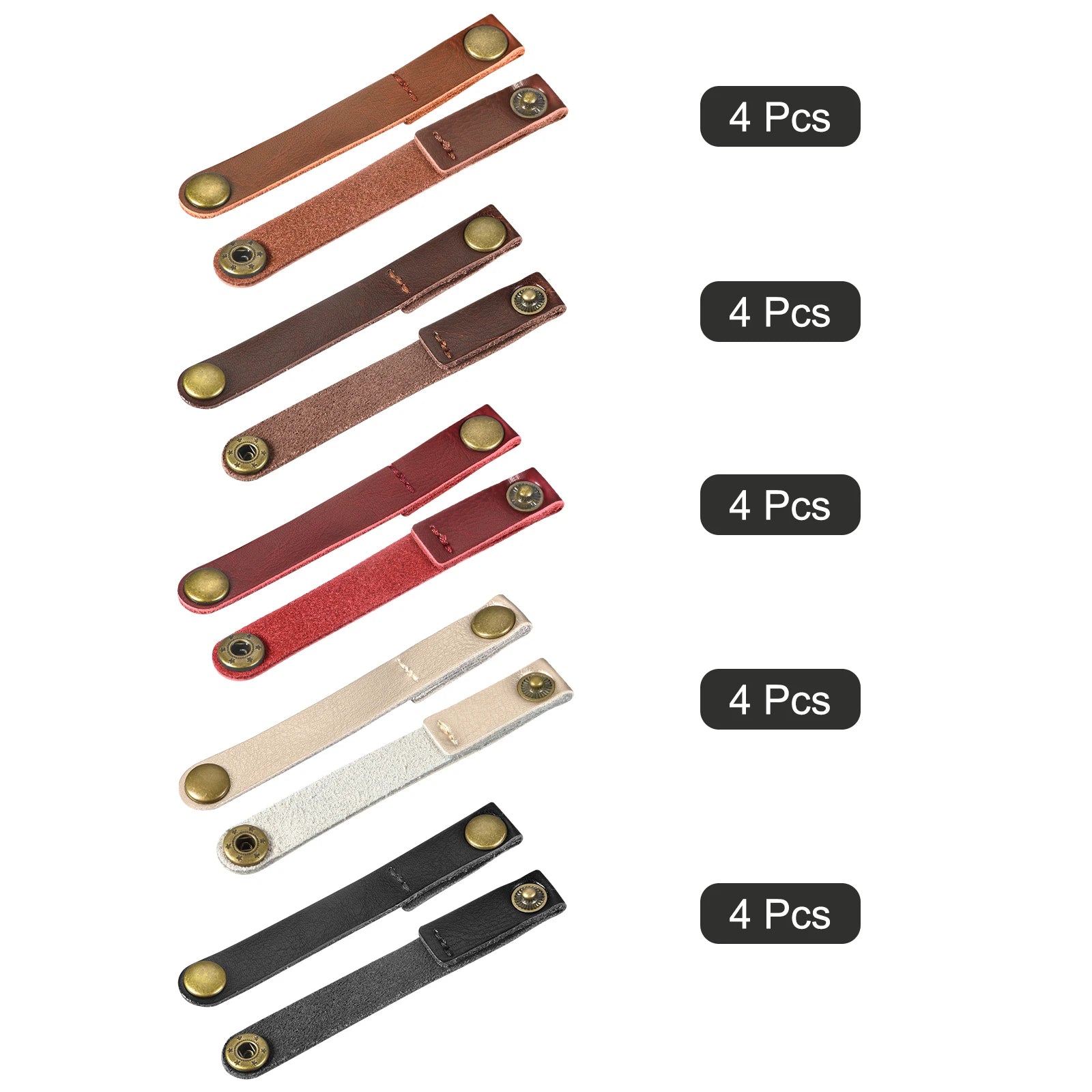 20Pcs 5 Colors Leather Cable Straps Cable Tie Wraps Cord Management Holder Keeper Cord Organizer for USB Cables Headphone Wires