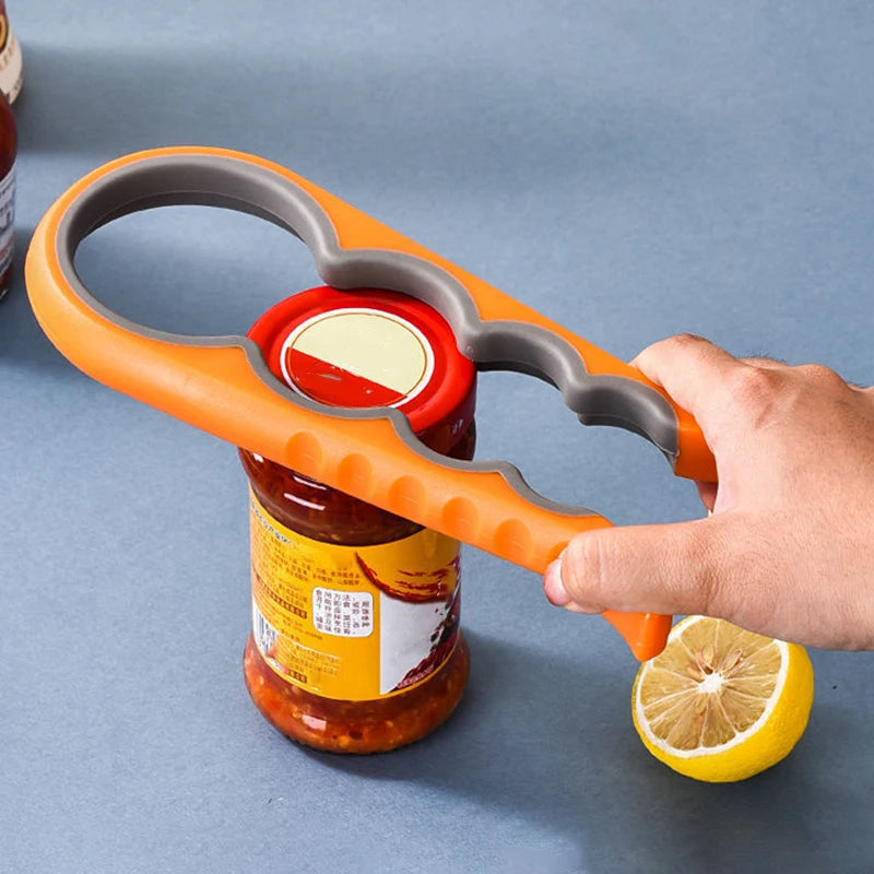 4-in-1 Jar Opener - Multifunctional Bottle & Can Opener with Jar Gripper, Durable Kitchen Tool for Home & Camping, Easy to Clean