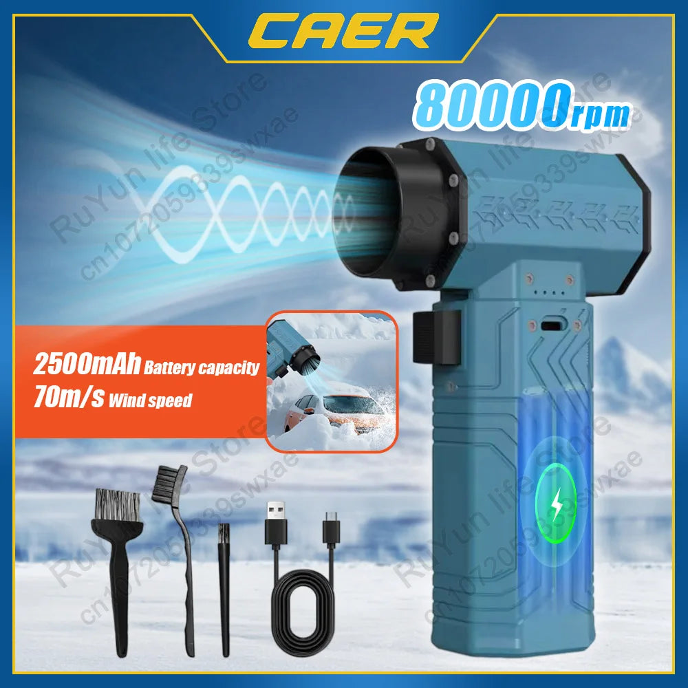 Caer Electric Air Blower Powerful 600g Thrust Mini Turbo Jet Violent Fan Adjustable Wind Speed Brushless Motor Car Dust Dryer