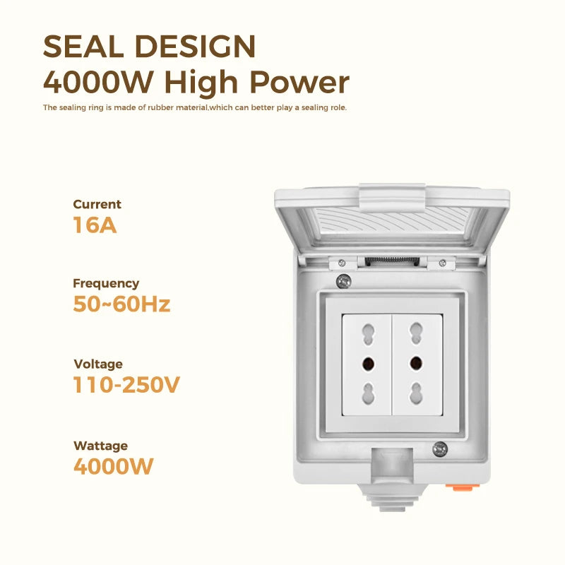 Avoir Italy Standard Tuya Smart Wall Sockets IP55 Plastic Waterproof Cover Wireless Connected Electrical Outlets Home Appliance