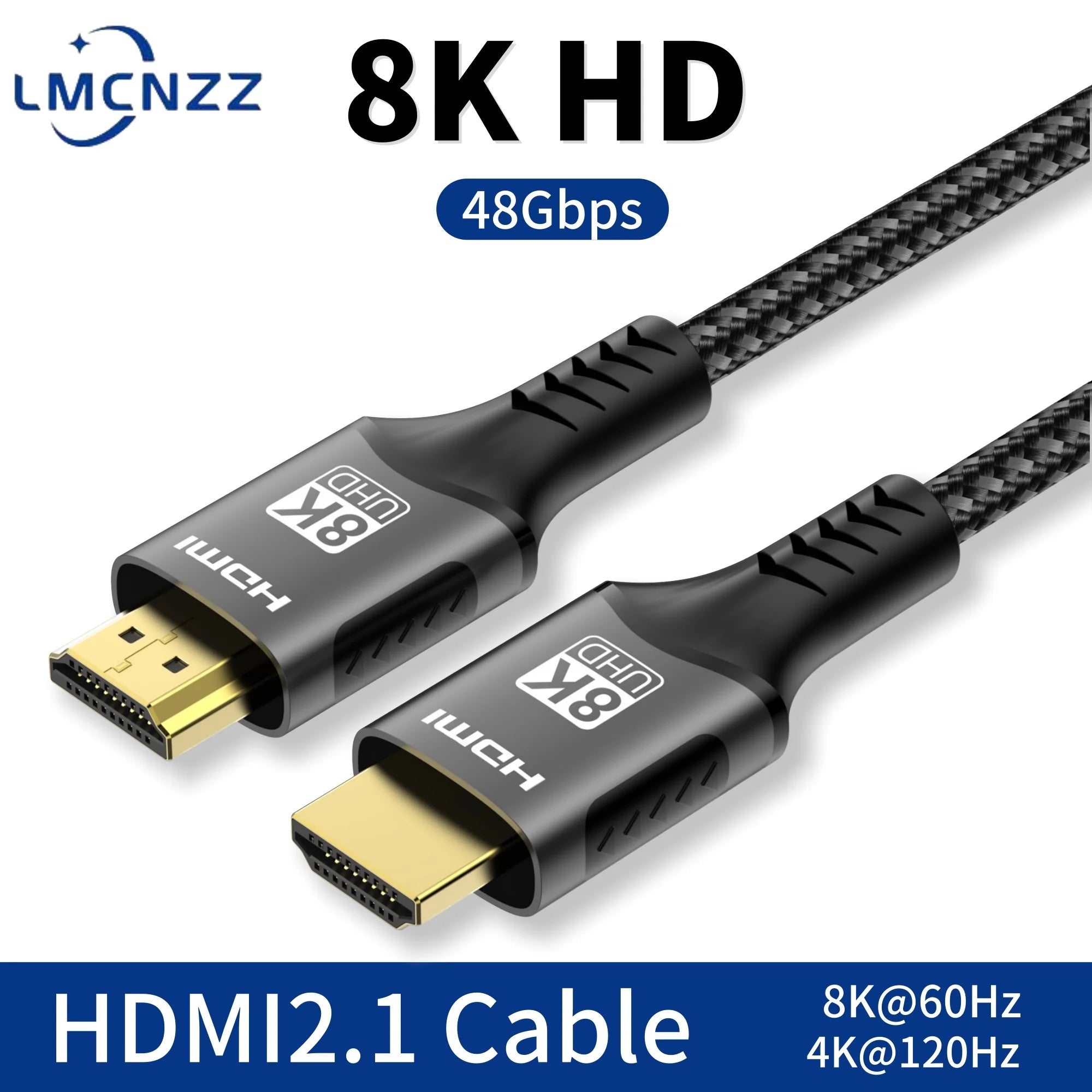 8K HDMI Cable High Speed Hdmi Cables Braided Nylon & Gold Connectors HDMI2.1 4K @ 120Hz 8K@60Hz for Laptop PS5 Xbox HDTV