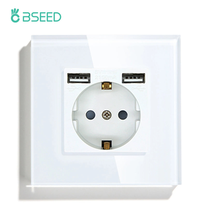 BSEED Touch Light Switches LED Backlight EU Wall Sockets Switches Glass Panel Max.Load 300W 1/2/3Gang LED Light Switches