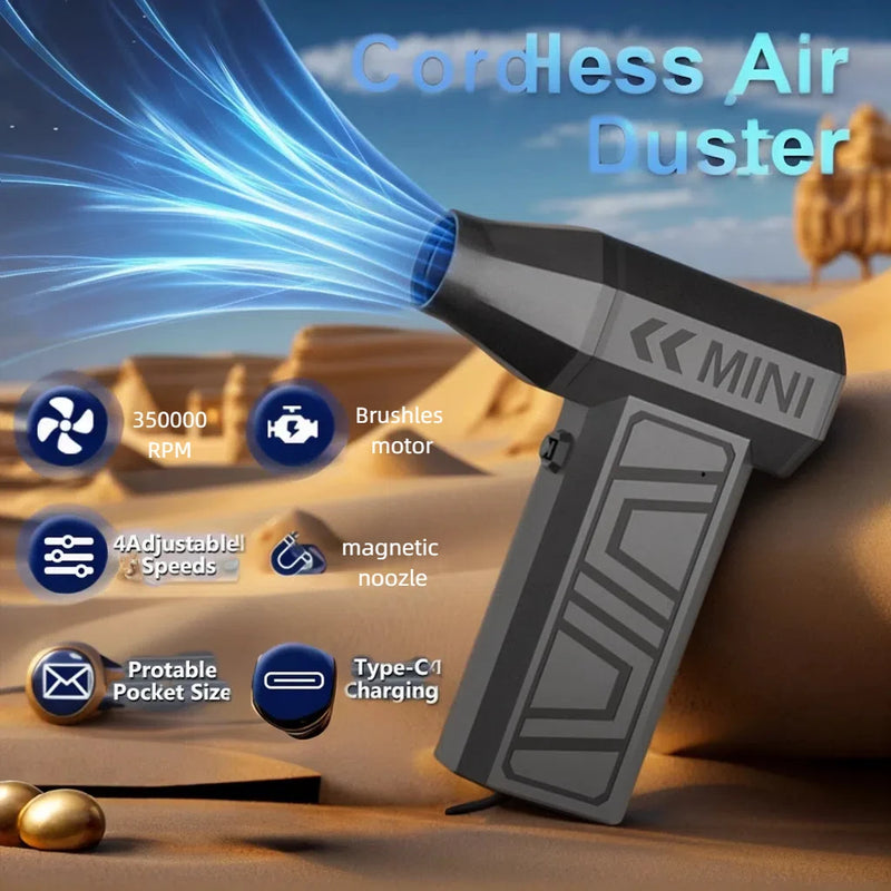 Car Blowing Snow Blower 350000RPM Type-C Charging Cleaning Blower Tool Turbo Jet Fan Electric Air Duster 4 Gears adjustable