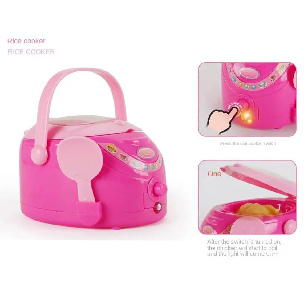 Coffee Machine Household Appliances Toys Toaster Blender Cooking Pretend Play Set Sweeper with Light Kitchen Toys For Children