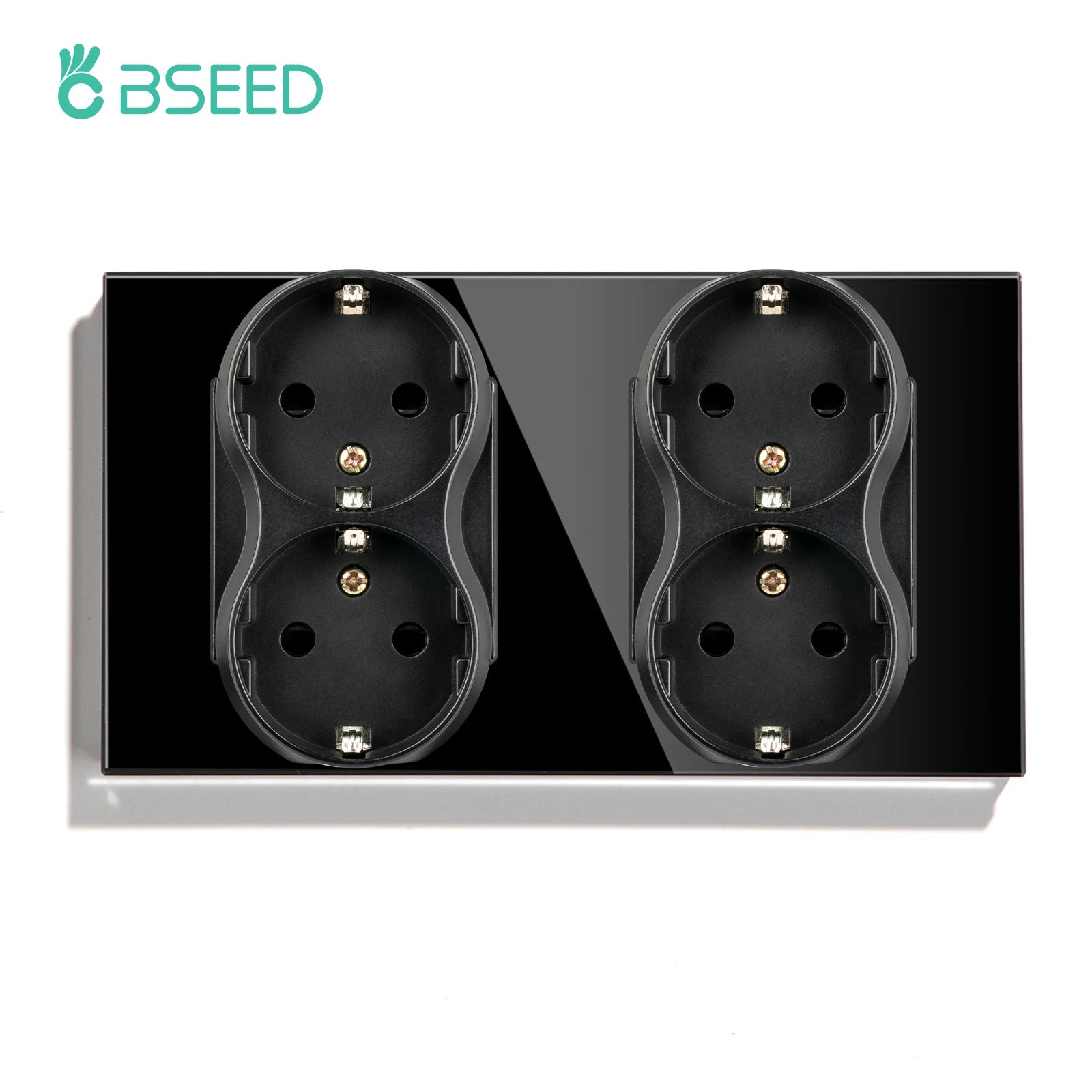 BSEED EU Double Socket Dual Germany Wall Sockets Home Appliance Power Outlets Crystal Glass Frames Child Safety Protection 16A