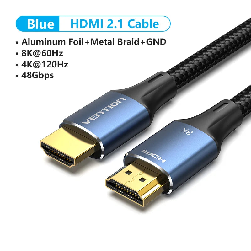 Vention 8K HDMI 2.1 Cable 4K 120Hz 48Gbps for USB C HUB PS5 TV Box Dolby Atmos HDR10+ HDMI Splitter Swictch Digital HDMI Cables