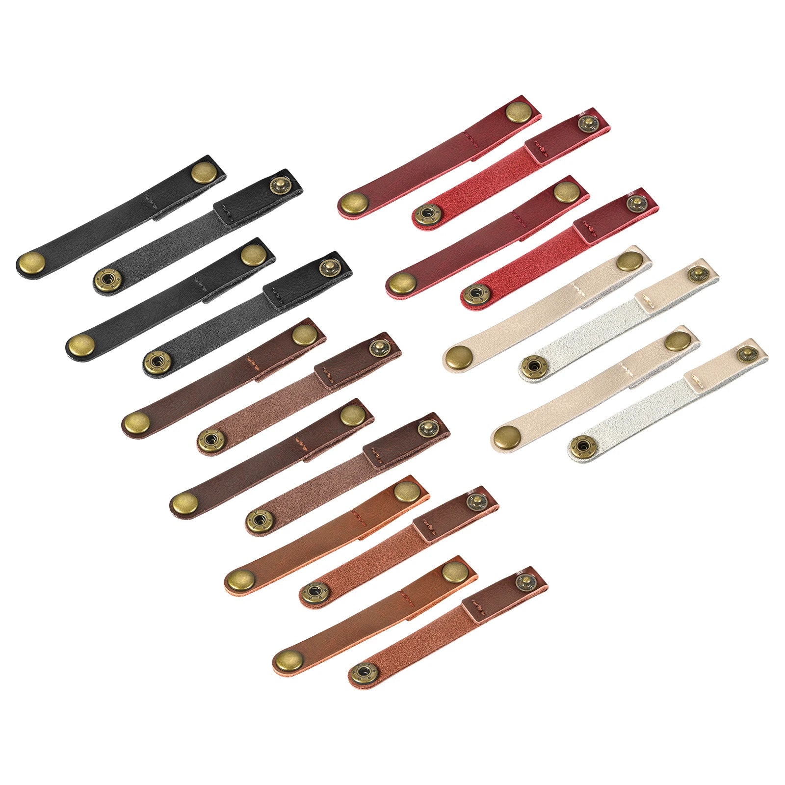 20Pcs 5 Colors Leather Cable Straps Cable Tie Wraps Cord Management Holder Keeper Cord Organizer for USB Cables Headphone Wires