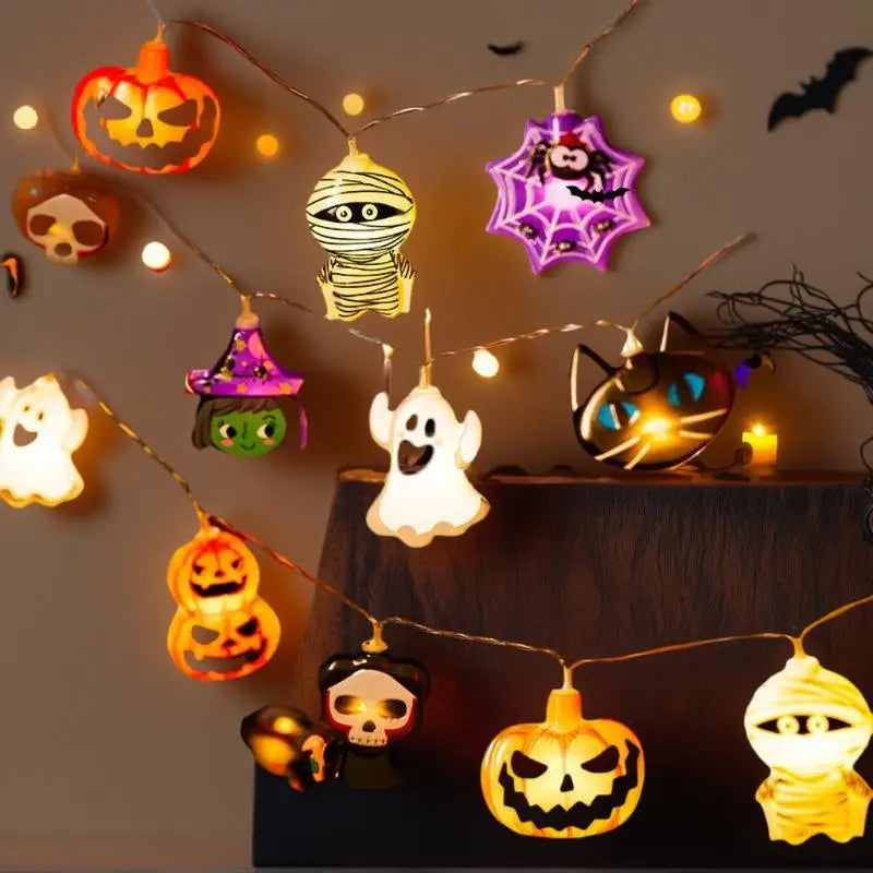 Halloween Decoration LED String Lights,Pumpkin Ghost Spider Web Hanging Lamp,Home Outdoor Lantern Props
