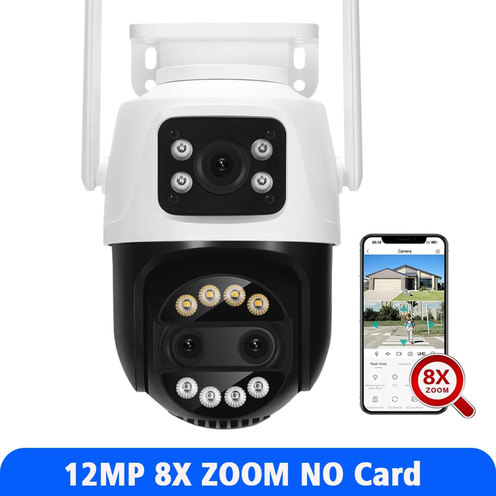 ASECAM 12MP 6K Wifi Camera 8X Zoom Dual Screen Ai Human Detect Auto Tracking CCTV Outdoor Security Surveillance Camera iCSee