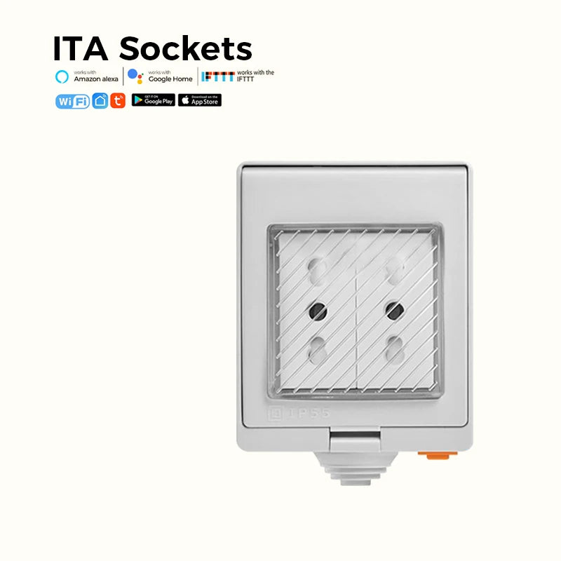 Avoir Italy Standard Tuya Smart Wall Sockets IP55 Plastic Waterproof Cover Wireless Connected Electrical Outlets Home Appliance