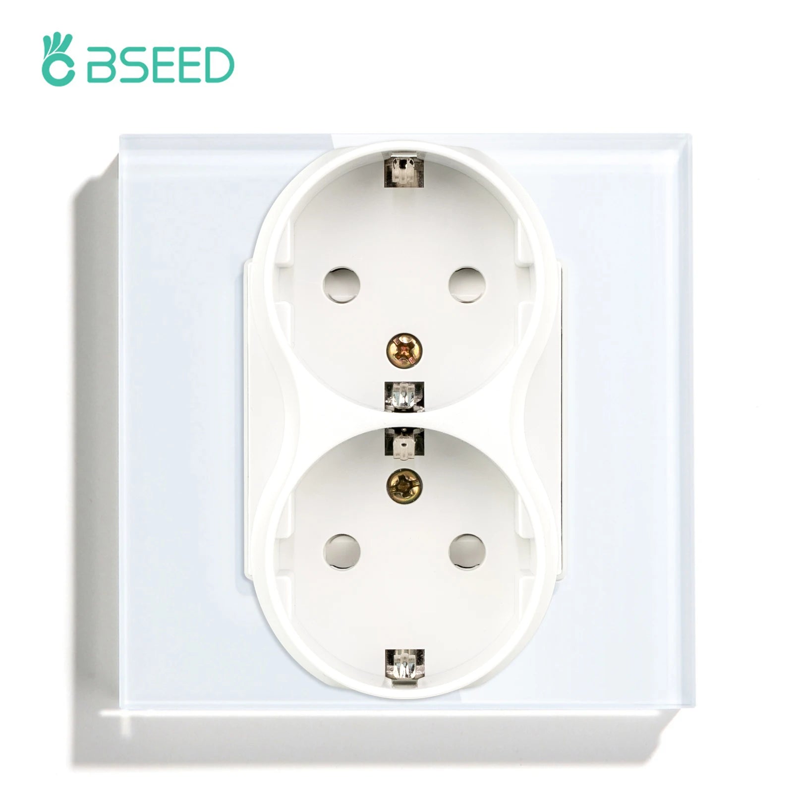 BSEED EU Double Socket Dual Germany Wall Sockets Home Appliance Power Outlets Crystal Glass Frames Child Safety Protection 16A
