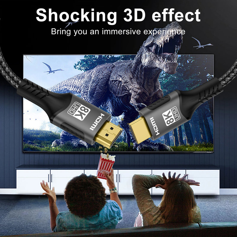 8K HDMI Cable High Speed Hdmi Cables Braided Nylon & Gold Connectors HDMI2.1 4K @ 120Hz 8K@60Hz for Laptop PS5 Xbox HDTV