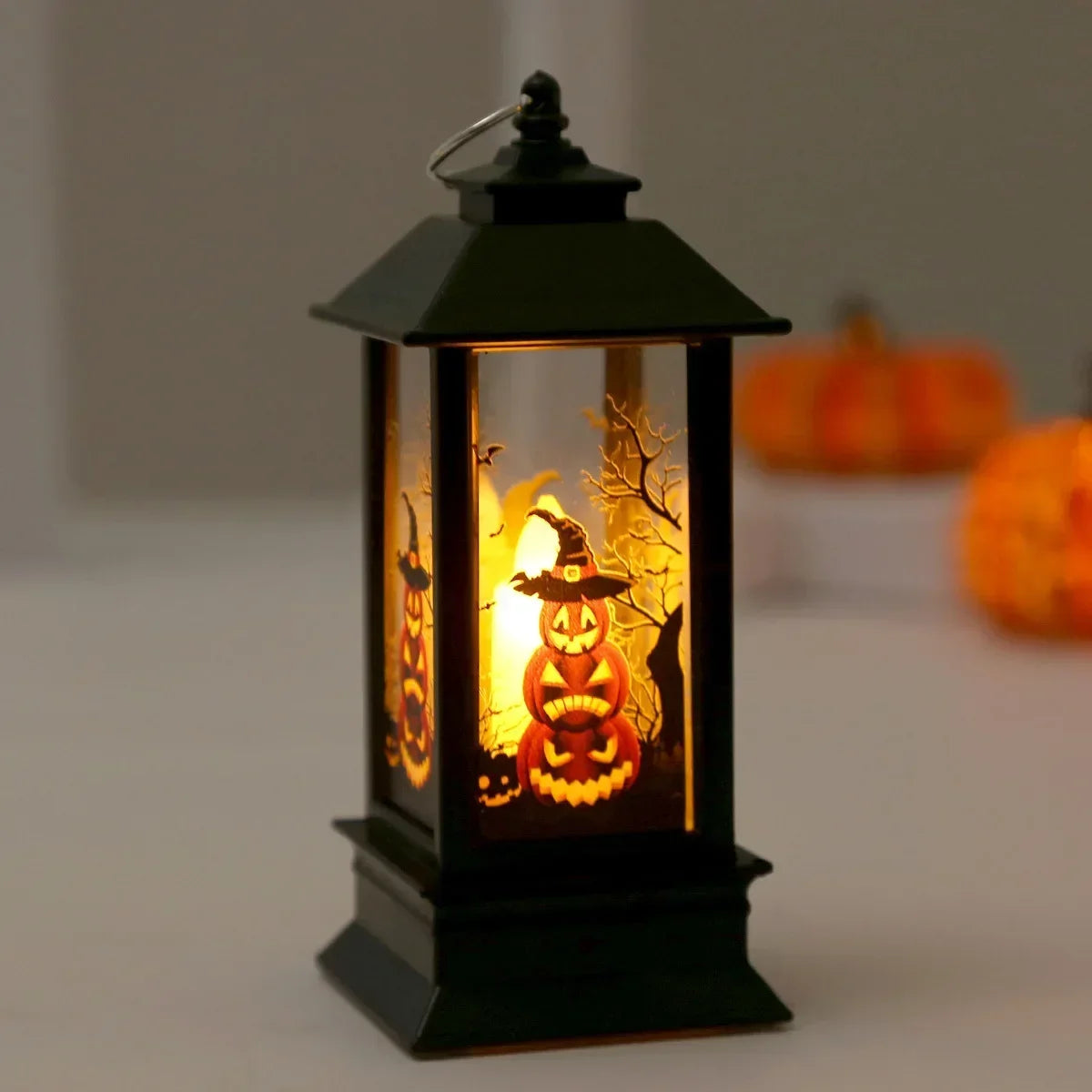 Halloween LED Decorations Vintage Witch Castle and Pumpkin Ghost Hanging Lantern Lamp for Spooky Party Supplies