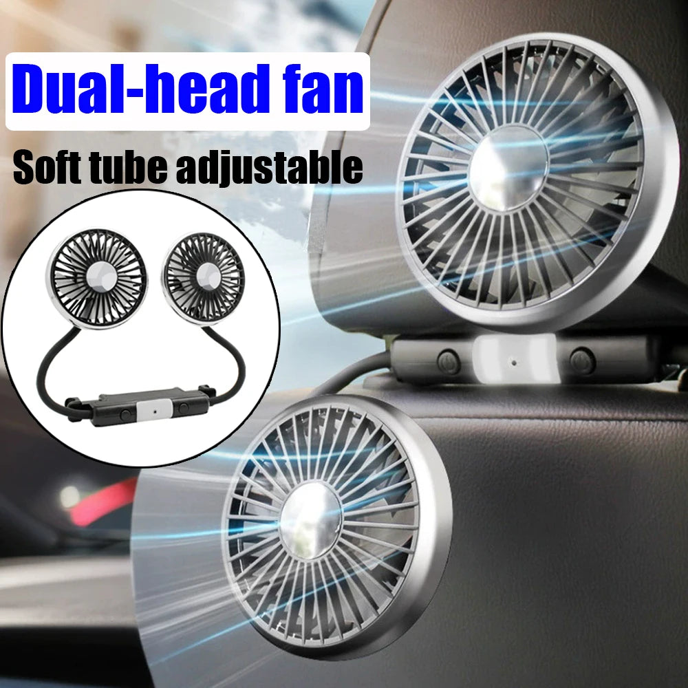 Car Cooling Fan Dual-Head Type-c USB Fan For Car 3 Speeds Adjustable Auto Air Cooler Fan Car Accessories