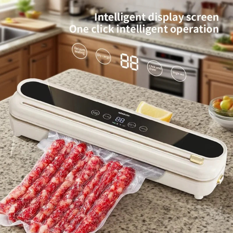Automatic Vacuum Sealer Kitchen Food Storage Food Vacuum Packing Machine Household Fresh Food Packing Machine Built-in Cutter