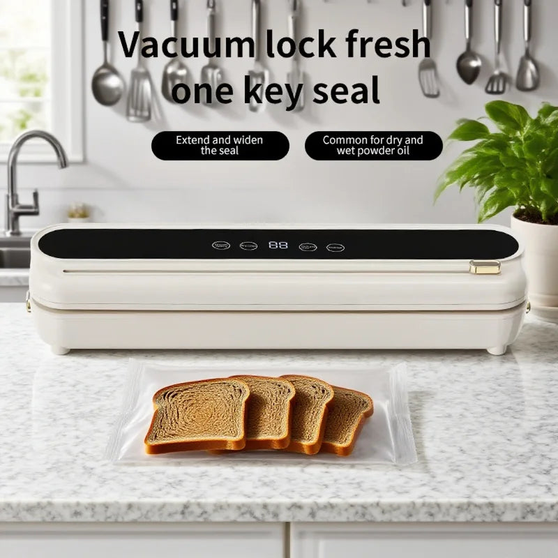 Automatic Vacuum Sealer Kitchen Food Storage Food Vacuum Packing Machine Household Fresh Food Packing Machine Built-in Cutter