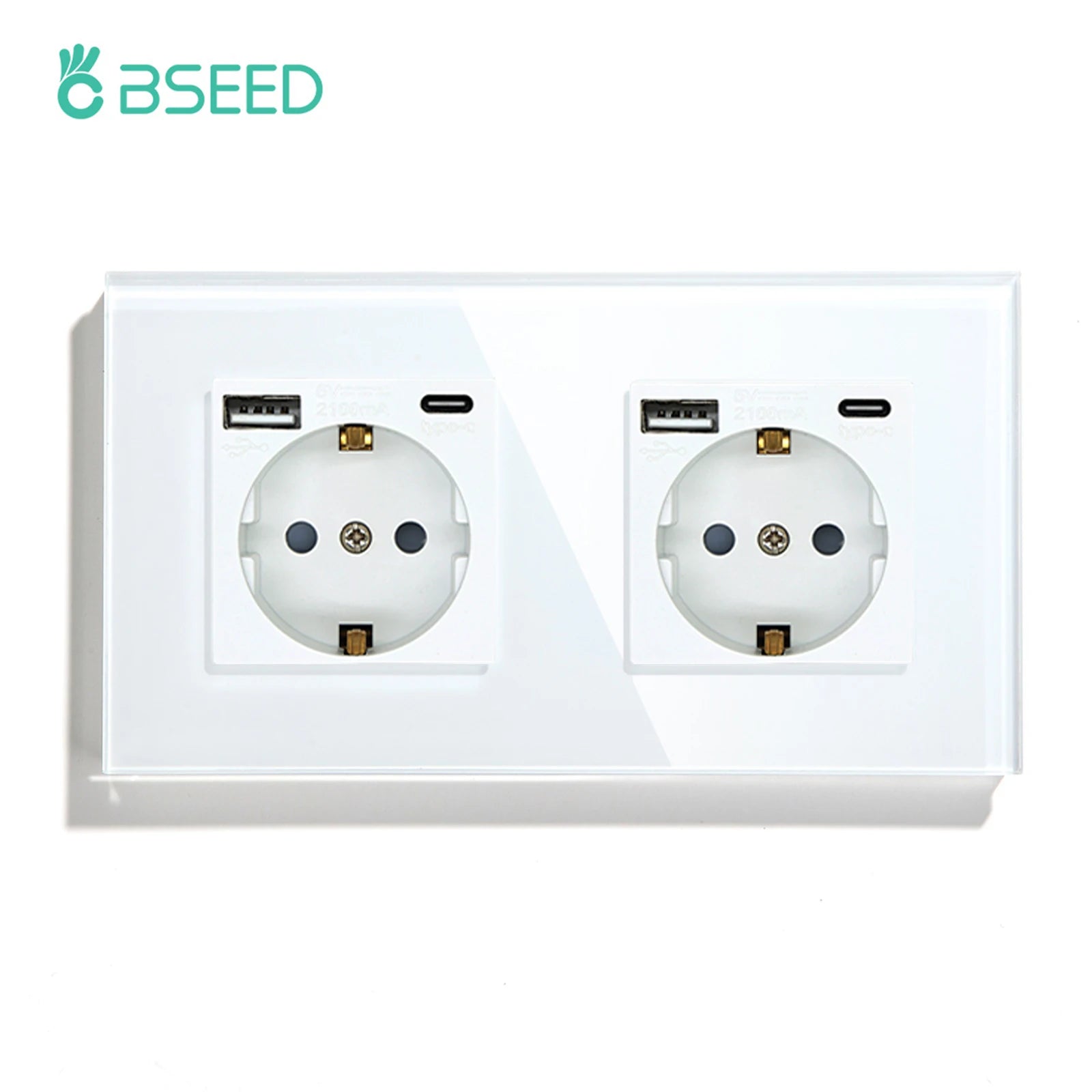 BSEED Touch Light Switches LED Backlight EU Wall Sockets Switches Glass Panel Max.Load 300W 1/2/3Gang LED Light Switches