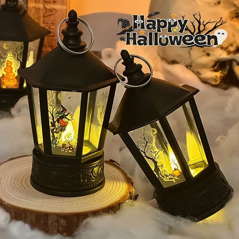 Halloween Electronic Pagoda Candle Light LED Pumpkin Witch Skeleton Owl Home Party Desktop Mood Decoration Cute Festival Gifts