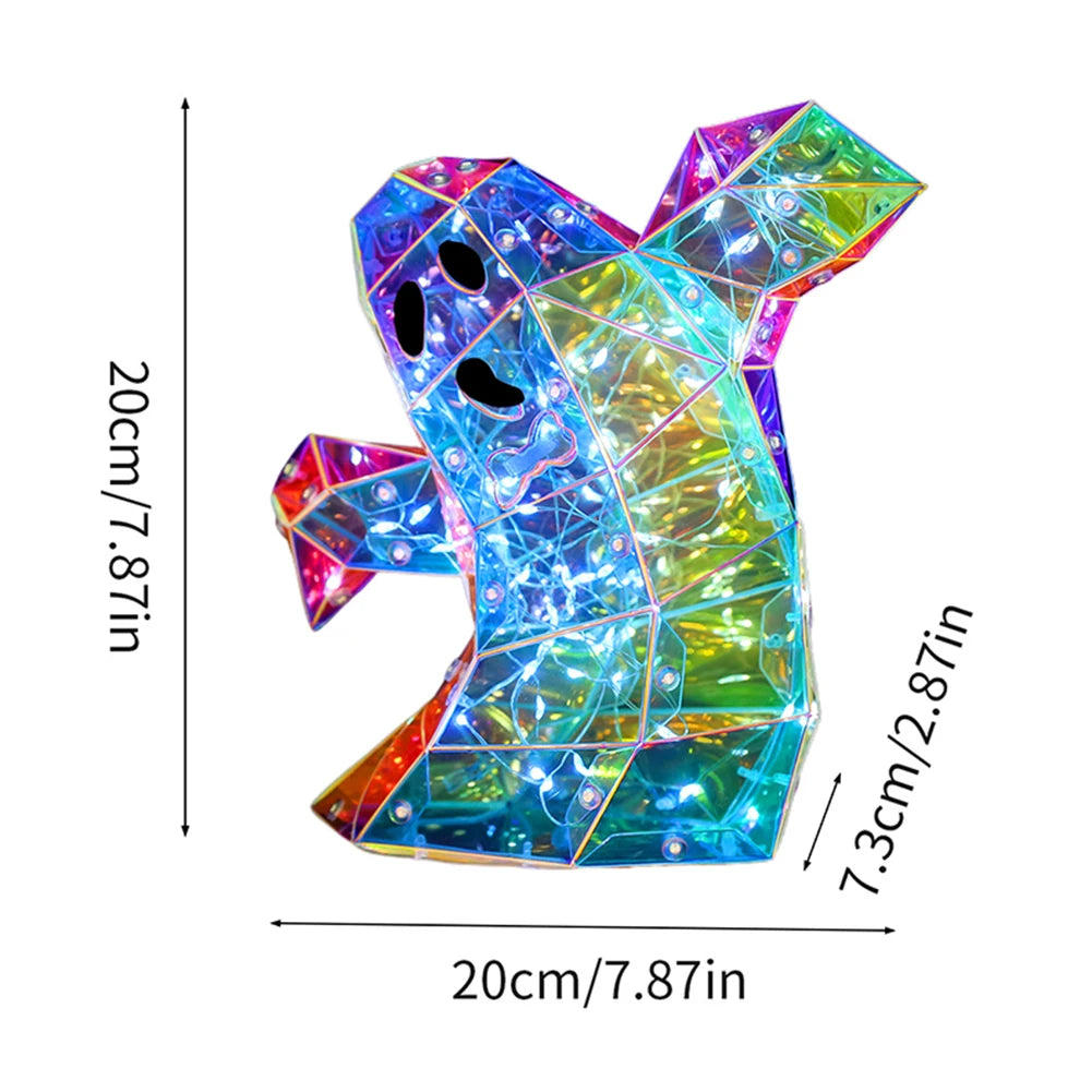 Halloween Cute Glow Ghost LED Lights Prismatic Iridescent Spookys Ghosts Night Light Halloween Home Tabletop Ornament Funny Prop