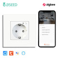 BSEED Single ZigBee Wall Sockets Energy Monitor Double Smart Meter Sockets Google Smart Life App Alexa Triple Sockets EU Plastic