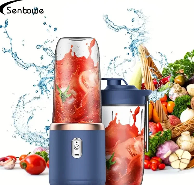 [Portable Blender] 2-in-1 Portable Blender and Juicer | with 6 Blades,USB Charging, Dual Cups