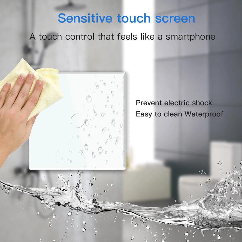 BSEED Touch Light Switches LED Backlight EU Wall Sockets Switches Glass Panel Max.Load 300W 1/2/3Gang LED Light Switches