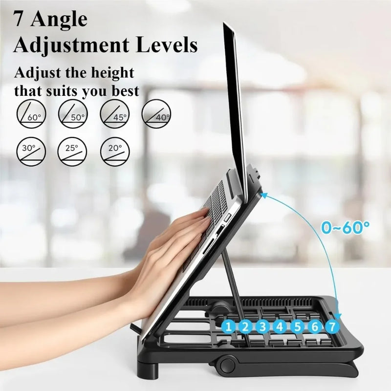 Laptop Stand with Phone Holder Adjustable Laptop Stand Ergonomics Laptop Riser Foldable & Portable for Desk MacBook Notebooks