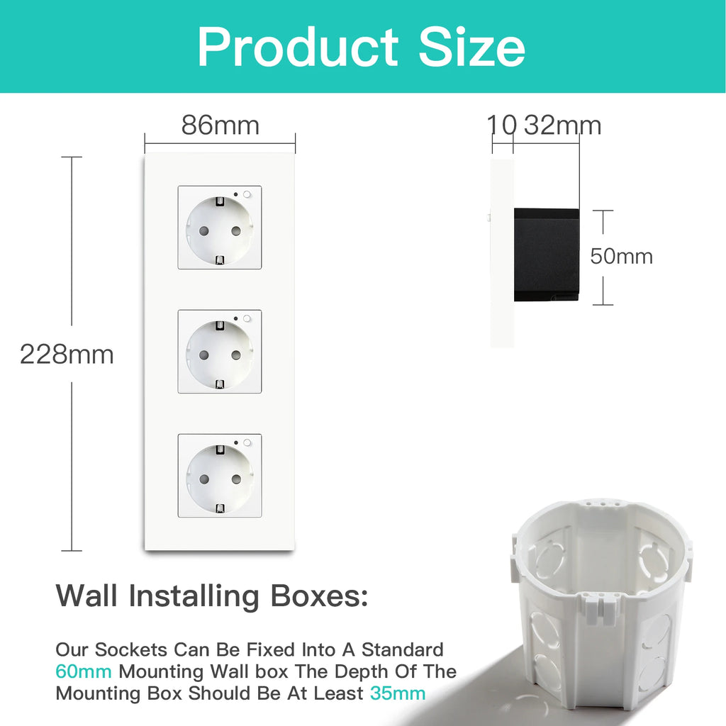 BSEED Single ZigBee Wall Sockets Energy Monitor Double Smart Meter Sockets Google Smart Life App Alexa Triple Sockets EU Plastic